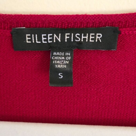 Eileen Fisher 100% Merino Wool Red Assymetric V Neck Sweater Dress Size S - Picture 5 of 6